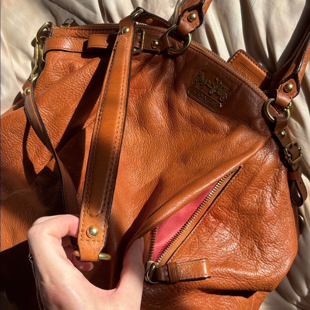 Coach Vintage Leather Camel Tan Light Brown Removable Crossbody Shoulder Bag - Picture 7 of 17